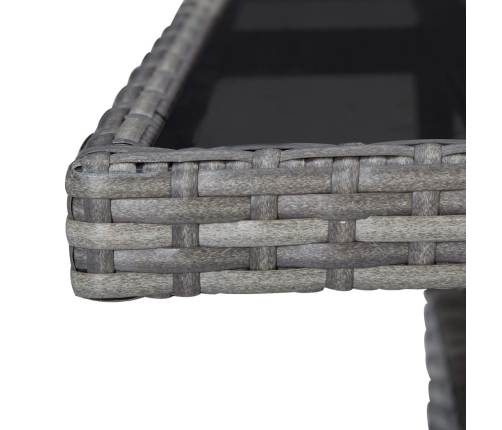 Muebles de jardín 3 piezas ratán sintético y vidrio gris