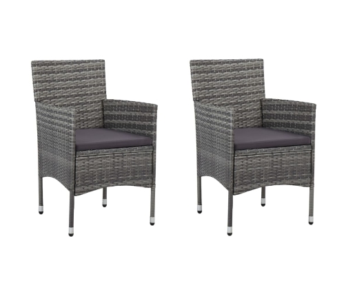 Muebles de jardín 3 piezas ratán sintético y vidrio gris