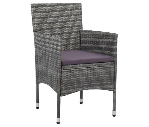Muebles de jardín 3 piezas ratán sintético y vidrio gris