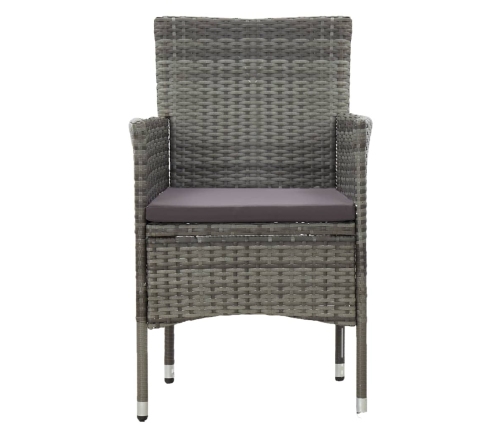 Muebles de jardín 3 piezas ratán sintético y vidrio gris
