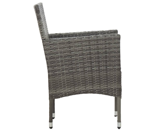 Muebles de jardín 3 piezas ratán sintético y vidrio gris