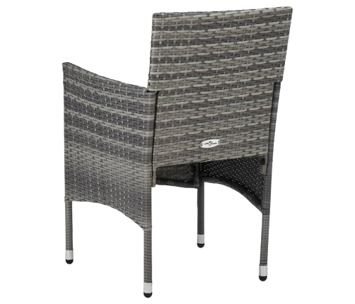 Muebles de jardín 3 piezas ratán sintético y vidrio gris