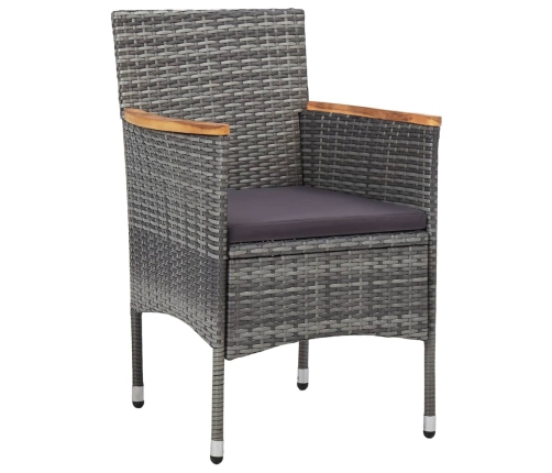 Muebles de jardín 3 piezas ratán sintético gris y acacia