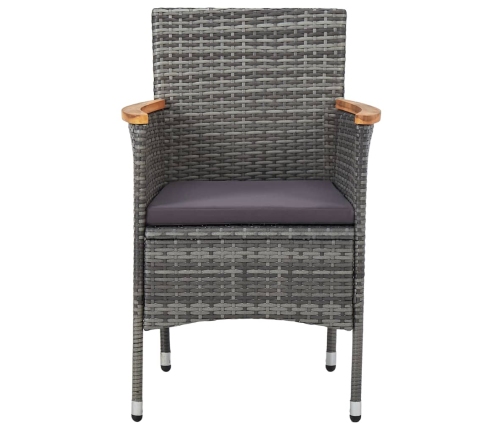 Muebles de jardín 3 piezas ratán sintético gris y acacia