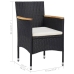Muebles de jardín 3 piezas ratán sintético negro y acacia
