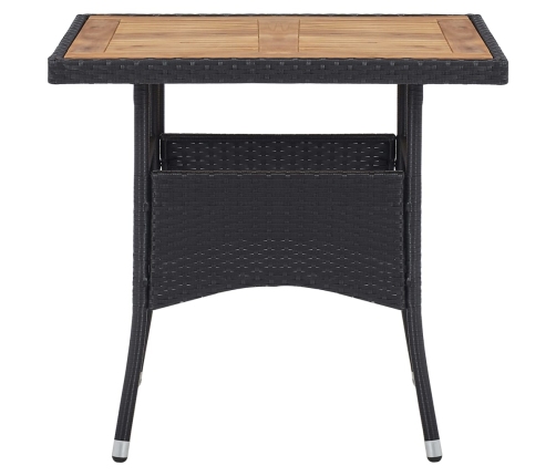 Muebles de jardín 3 piezas ratán sintético negro y acacia