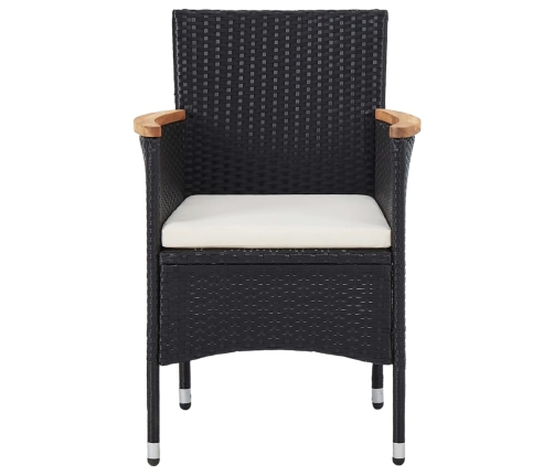 Muebles de jardín 3 piezas ratán sintético negro y acacia