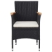 Muebles de jardín 3 piezas ratán sintético negro y acacia