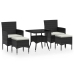 Set comedor jardín 5 pzas ratán sintético vidrio templado negro