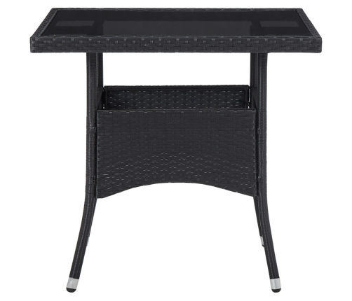 Set comedor jardín 5 pzas ratán sintético vidrio templado negro