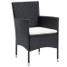 Set comedor jardín 5 pzas ratán sintético vidrio templado negro