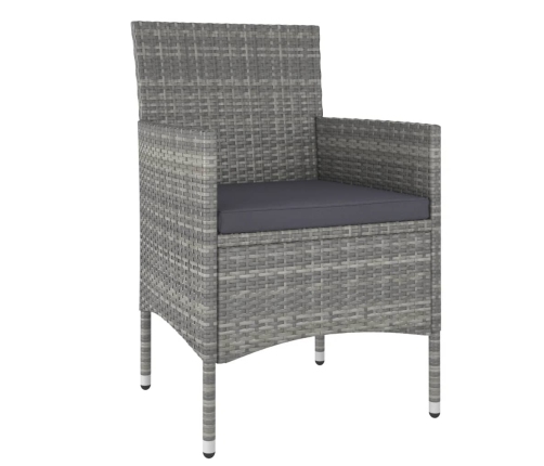 Set comedor jardín 5 pzas ratán sintético vidrio templado gris