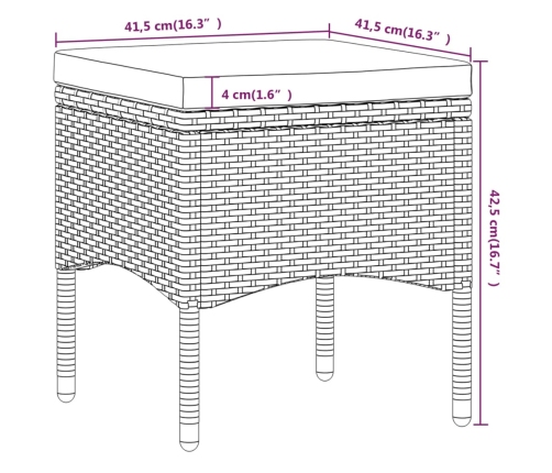 Set comedor jardín 5 pzas ratán sintético vidrio templado gris