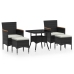 Set comedor jardín 5 pzas ratán sintético vidrio templado negro