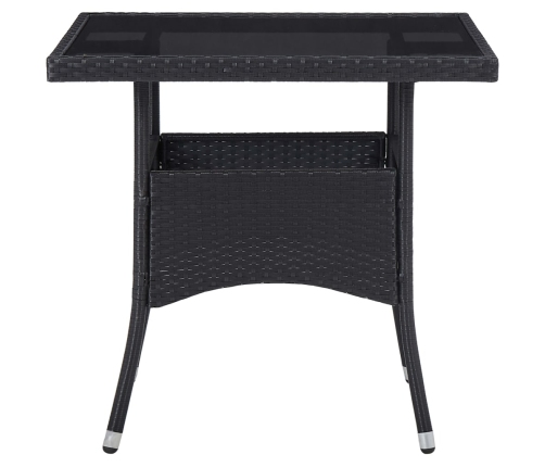 Set comedor jardín 5 pzas ratán sintético vidrio templado negro