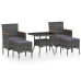 Set comedor jardín 5 pzas ratán sintético vidrio templado gris