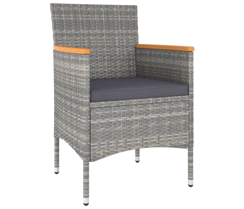 Set comedor jardín 5 pzas ratán sintético vidrio templado gris