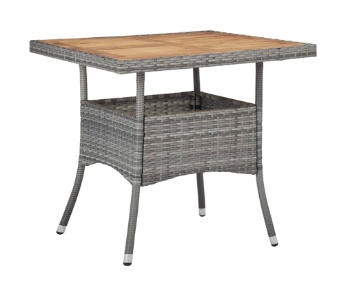 Set de comedor jardín 5 pzas ratán sintético madera acacia gris