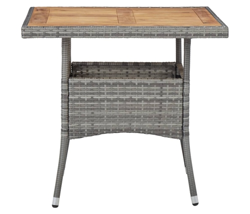 Set de comedor jardín 5 pzas ratán sintético madera acacia gris
