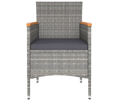 Set de comedor jardín 5 pzas ratán sintético madera acacia gris