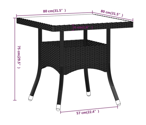Set de comedor jardín 5 pzas ratán sintético madera acacia gris
