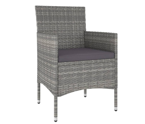 Set comedor jardín 5 pzas ratán sintético vidrio templado gris