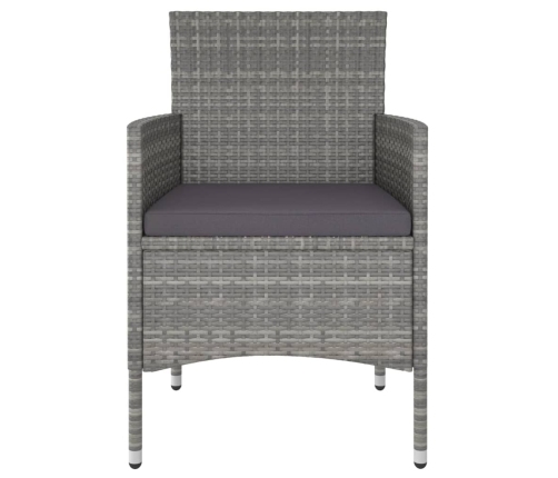 Set comedor jardín 5 pzas ratán sintético vidrio templado gris