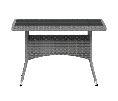 Set comedor jardín 5 pzas ratán sintético vidrio templado gris