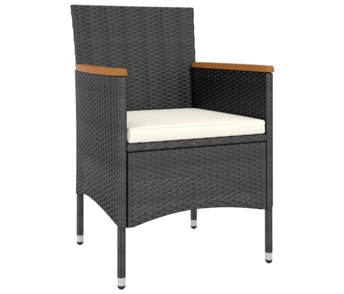 Set comedor jardín 5 pzas ratán sintético vidrio templado negro