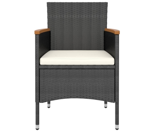Set comedor jardín 5 pzas ratán sintético vidrio templado negro