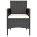 Set comedor jardín 5 pzas ratán sintético vidrio templado negro