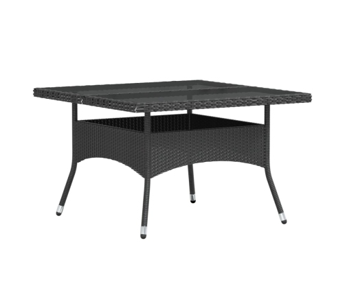 Set comedor jardín 5 pzas ratán sintético vidrio templado negro