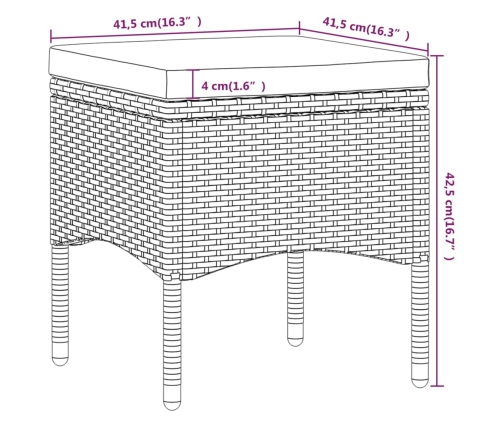Set comedor jardín 5 pzas ratán sintético vidrio templado negro