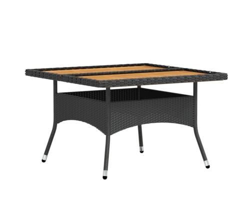Set comedor jardín 5 pzas ratán sintético y madera acacia negro