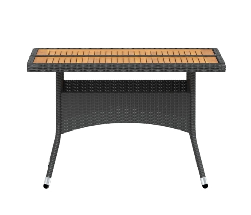 Set comedor jardín 5 pzas ratán sintético y madera acacia negro