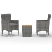 Muebles de jardín 3 pzas ratán sintético madera acacia gris