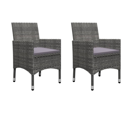 Muebles de jardín 3 pzas ratán sintético madera acacia gris