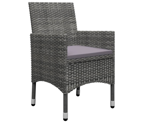 Muebles de jardín 3 pzas ratán sintético madera acacia gris