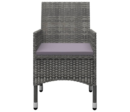 Muebles de jardín 3 pzas ratán sintético madera acacia gris