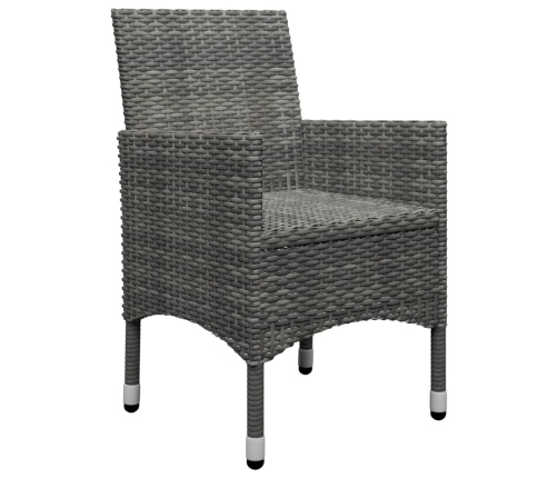 Muebles de jardín 3 pzas ratán sintético madera acacia gris