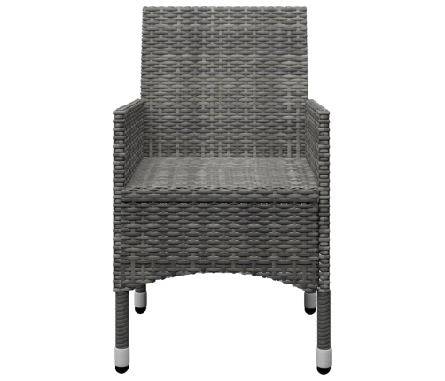 Muebles de jardín 3 pzas ratán sintético madera acacia gris
