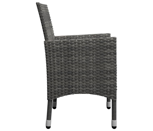 Muebles de jardín 3 pzas ratán sintético madera acacia gris