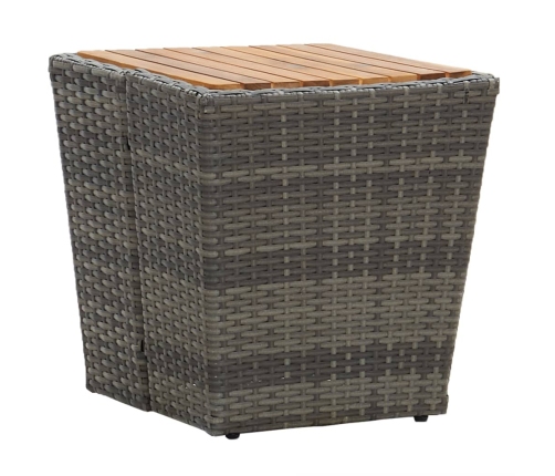 Muebles de jardín 3 pzas ratán sintético madera acacia gris