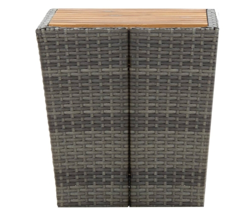 Muebles de jardín 3 pzas ratán sintético madera acacia gris