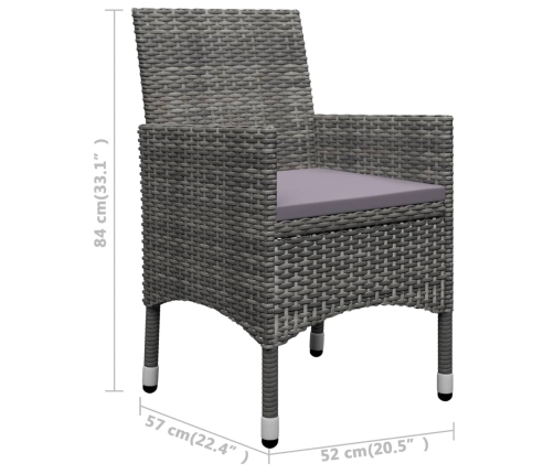 Muebles de jardín 3 pzas ratán sintético madera acacia gris