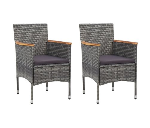 Muebles de jardín 3 pzas ratán sintético madera acacia gris