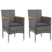 Muebles de jardín 3 pzas ratán sintético madera acacia gris