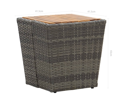 Muebles de jardín 3 pzas ratán sintético madera acacia gris
