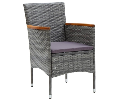 Muebles de jardín 3 pzas ratán sintético madera acacia gris