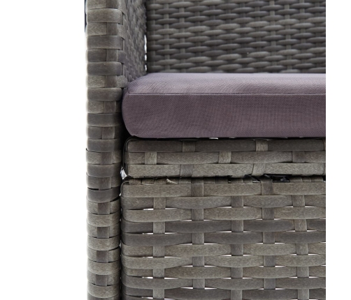 Muebles de jardín 3 pzas ratán sintético madera acacia gris